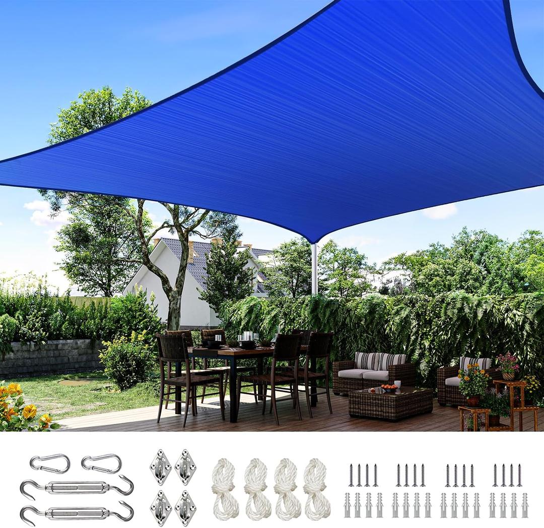 Quictent 24X24FT 185 GSM HDPE Square Sun Shade Sail Canopy 98% Sun Block Outdoor Patio Garden with Hardware Kit