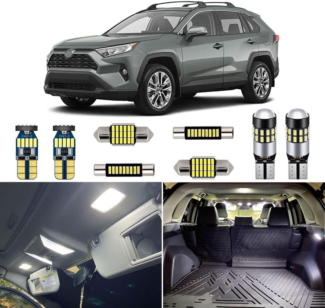 White LED Interior Lights Kit for Toyota RAV4 2016 2017 2018 2019 2020 2021 2022 Super Bright 6000K Interior LED Lights Bulbs Package + Install Tool