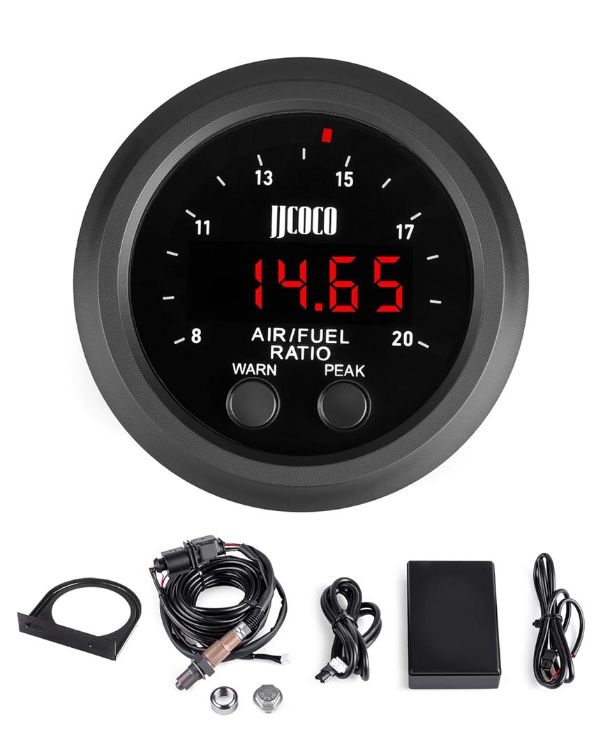 Wideband Air/Fuel Ratio AFR Gauge Kit with LSU 4.9 O2 Sensor Digital AFR Controller Gauge Wideband UEGO 52mm (2-1/16) LED Display