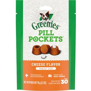 Greenies Pill Pockets for Dogs Small Size, Soft Dog Treats, Cheese Flavor, (Pack of
6) 3.2 oz. Pouches (180 Treats Total)