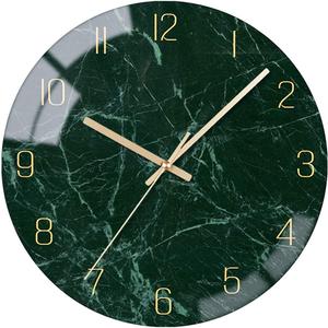 VIKMARI Glass Wall Clock Silent Non Ticking Wall Clock- 12 Inch Quality Quartz Battery Operated Round Easy to Read Home/Office/Classroom/School Clock (Dark Green)