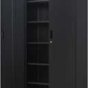 BESFUR Metal Storage Cabinet, 71" H Locking Storage Cabinet with 5 Adjustable Shelves, Metal Cabinets for Garage, Office, Home, Classroom- Black