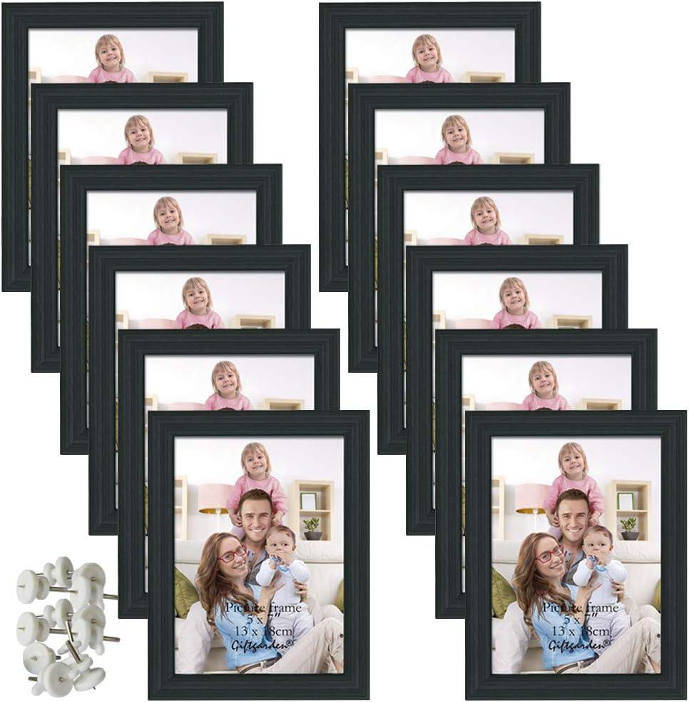 Giftgarden 5x7 Picture Frame Black 5 x 7 Photo Frames Bulk for Wall or Tabletop, 12 Pack
