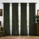 Olive Green Velvet Curtains 4 Panels Set Back Tab 52*100 Inch Long