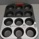 GoodCook MegaGrip 12-Cup Muffin Pan with Silicone Grip Handles Perfect for Cupcakes Durable Heavy-Gauge Steel Construction Scratch-Resistant Nonstick Coating, 15.5x10.5-Inch, Gray