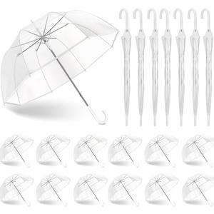 GEWURIZXY 20 Pcs Clear Umbrella Wedding Bulk 47 Inch Large Dome Rain Windproof Stick Umbrellas for Weddings Prom Graduation and Outdoor Events(White Handle) (Clear, 82CM 20PCS)