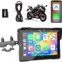 7” HD IPS Touchscreen Wireless Motorcycle CarPlay GPS Display,Bluetooth Navigation System for Motorbikes, IP67 Waterproof Carplay,128GB SD Card Included