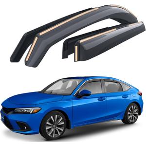 Goodyear Shatterproof Window Deflectors for Honda Civic 2022-2026 Hatchback, Rain Guards, Window Visors for Cars, Vent Deflector, Car Accessories, 4 pcs - GY007899