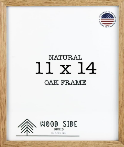 Oak Wood Picture Frames 11x14 with Mat for 8x10 -Natural Solid Wood Photo Frame Real Glass Wall Hanging