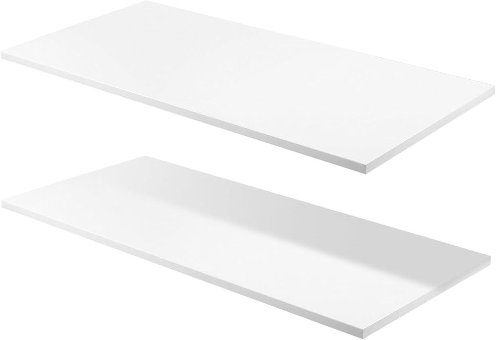 Menkxi Cabinet Shelf White Floating Shelves Wood Shelves for Wall Wooden Storage Display Shelf Board for Bathroom Bedroom Kitchen Garage, 5/8 Inch Thick(24 x 14 Inch, 2 Pcs)