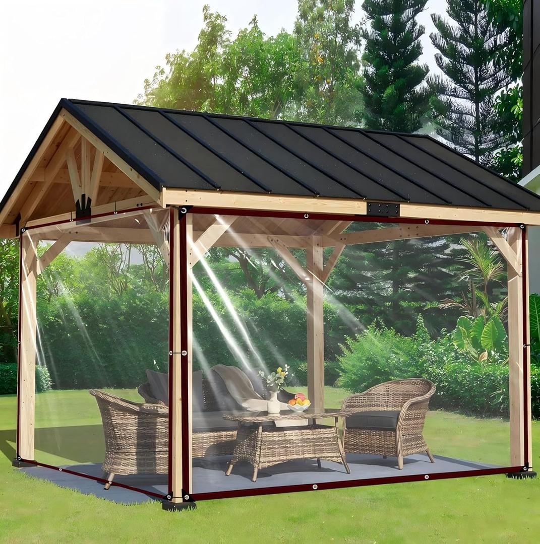 Plastic Tarps Heavy Duty Waterproof - 10X10FT Clear Vinyl Tarp with Grommets for Patio Tarpaulin for Outside Chicken Coop Porch Gazebo Plant Garden Lonas