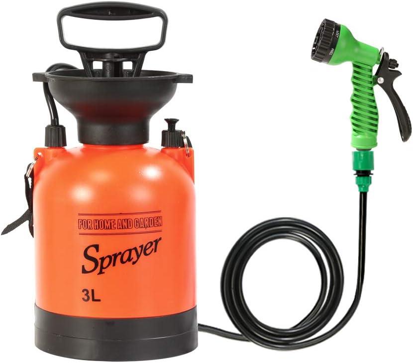 CLICIC 0.75 Gallon Pressure Sprayer with 7 Spray Modes, Camping Shower with Removable Hose and Shower Head for Camping Outdoor Traveling Hiking and Pet Bath