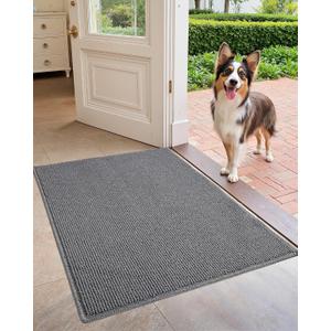 Color&Geometry Large Double Door Mat, 24"x48" Front Door Rug Indoor Entrance Non Slip, Dirt Trapper Absorbent Entry Doormat Washable 2x4, Grey (Rolled-up NO Creases)