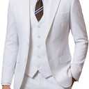 Men's 3 Piece Slim Fit Suit Set, Two Button Blazer Solid Jacket Vest Pants Wedding Business Suit, 4XL