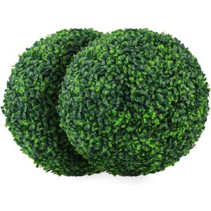 Sunnyglade 2 PCS 15.7 inch 4 Layers Artificial Plant Topiary Ball Faux Boxwood Decorative Balls for Backyard, Balcony,Garden, Wedding and Home Dcor (15.7 inch)