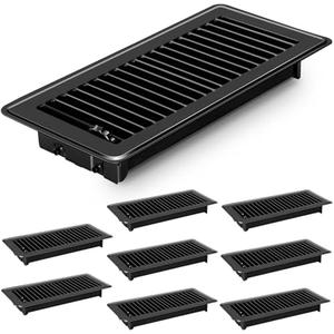 16 PCS Floor Register 4x10 Inch, Floor Vent Covers 4x10'', Air Vent Covers for Home Floor Wall Ceiling, Metal Register Vent Cover, Rust Proof Registers, Grilles & Vents (16, Black, 4x10 Inch)