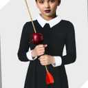 Berlune Girls Halloween Costume Dress Black Victorian Collar Costume for Girls Gothic Dress Halloween Cosplay Outfit