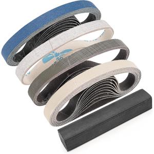 30 Pcs 1/2" x 12" Replacement Knife Sharpening & Honing Sanding Belt Kit for Work Sharp Knife & Tool Sharpener (WSKTS & WSKTS-KT/Mk.1 & Mk.2) - 240/800/2500/5000 Grits + Cleaning Stick