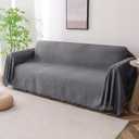 Turquoize Couch Cover Sofa Covers Washable Couch Covers for 3 Cushion Couch Throw Cover Sectional Couch Cover Furniture Cover for Pets Feature Geometrical Jacquard Fabric (91"x 134",XX-Large, Grey)