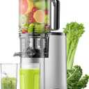 Cold Press Juicer, 5.3" Wide Feed Chute Juice Extractor Machine with 400W, High Juice Yield, Slow Masticating Juicer for Whole Vegetables & Fruits, Metallic Silver