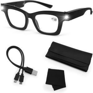 Magnifying Glasses with Light Rechargeable Reading Glasses Bright LED Readers with Lights for Close Work Reading