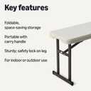 Amazon Basics 6ft Foldable Bench for Indoor & Outdoor Use with Carrying Handle, White