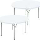 2 Pack Round Fitted Tablecloth 48 Inch Stretch Spandex Table Cover White Washable Table Cloth Elastic Table Topper for Indoor and Outdoor