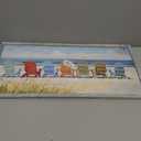 Framed Coastal Wooden Wall Art - Beach Chair Painting Ocean Seascape for Bedroom Bathroom 24 x 12 inches