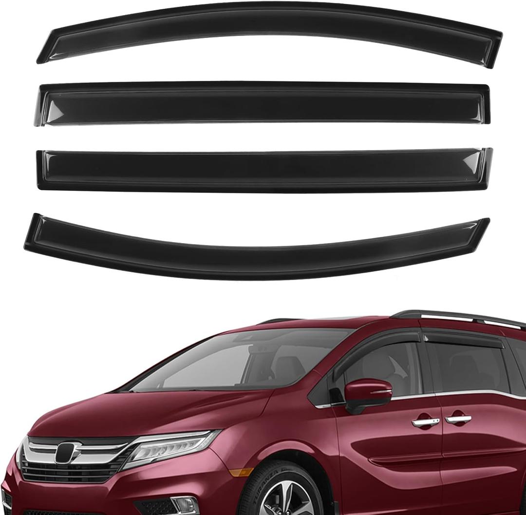 4PCS Rain Guards Window Visors Wind Deflector Fits for 2018-2023 Honda Odyssey, Front & Rear Outside Mount Vent Shade, Tape-on Vent Visors, 2018 2019 2020 2021 2022 2023
