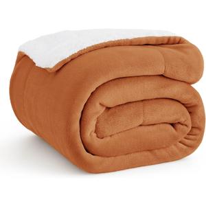 Bedsure GentleSoft Sherpa Fleece Throw Blanket for Couch - Thick and Warm, Soft Fuzzy Plush Throw Blanket for Winter, Burnt Orange, 50x60 Inches