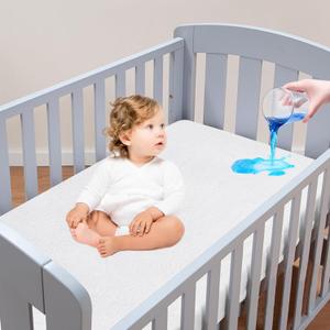Moonsea Crib Mattress Protector Waterproof,Mattress Cover Protector, Smooth Top Mattress Protector for Kids, Breathable Skin Friendly and Noiseless Fitted Sheet, Viscose Made from Bamboo Terry,1 Pack