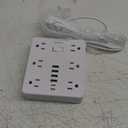 Power Strip Flat Plug with 12 Outlets 6 USB(2 USB C),SMNICE Surge Protector Charging Station with Overload Protection,5ft Extension Cord Widely Spaced Multiple Outlets for Home Office Dorm Essentials (White)