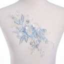 Flower Beaded Lace Applique - 3D Embroidery Fabric Pearl Embroidered Patch Handmade Sewing Tool for Wedding Bridal Dresses DIY Neckline Bodice Pants (Blue)