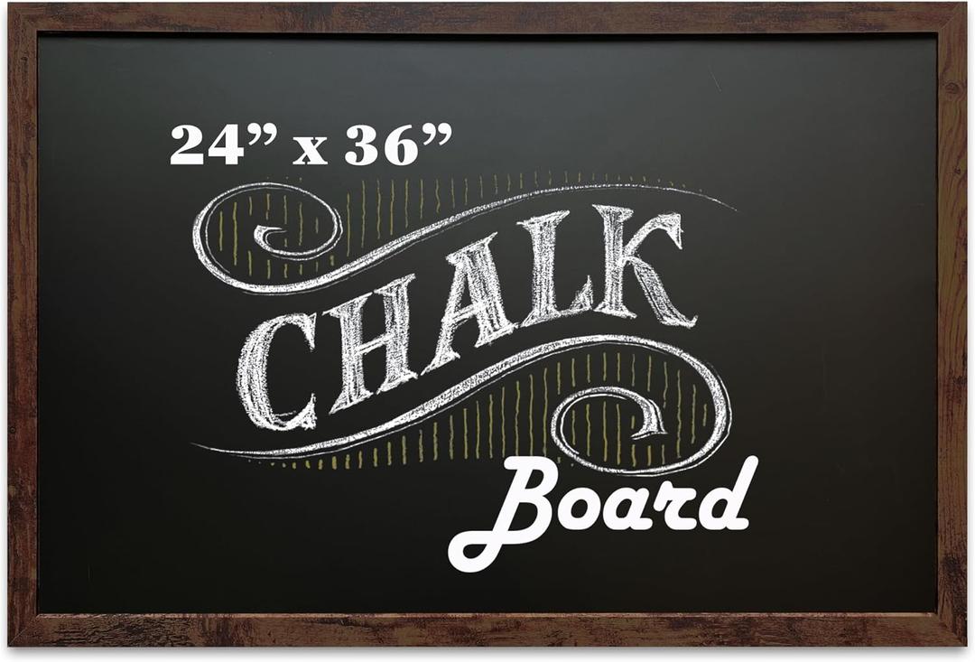 Loddie Doddie Magnetic Chalkboard & Magnet Board - 24 x 36 in, Rustic Wood Frame - Stain-Resistant Surface for Chalk Calendar - Photo & Note Organization with Magnet Display - Rustic Wall Decor