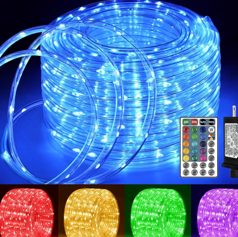 Rope Lights Outdoor Color Changing, 10 M 100 LED Waterproof Plug in Outdoor String Lights with Remote, 16 Colors Twinkle Christmas Lights for Outside Indoor Party Easter Holiday Decorations