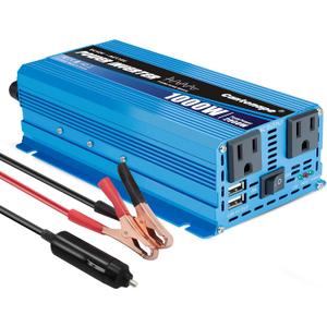 1000W Pure Sine Wave Inverter 12V to 110V/120V AC Power Inverter Converter with 3.1A USB Car Adapter and Cigarette Lighter Plug for Car Outdoor