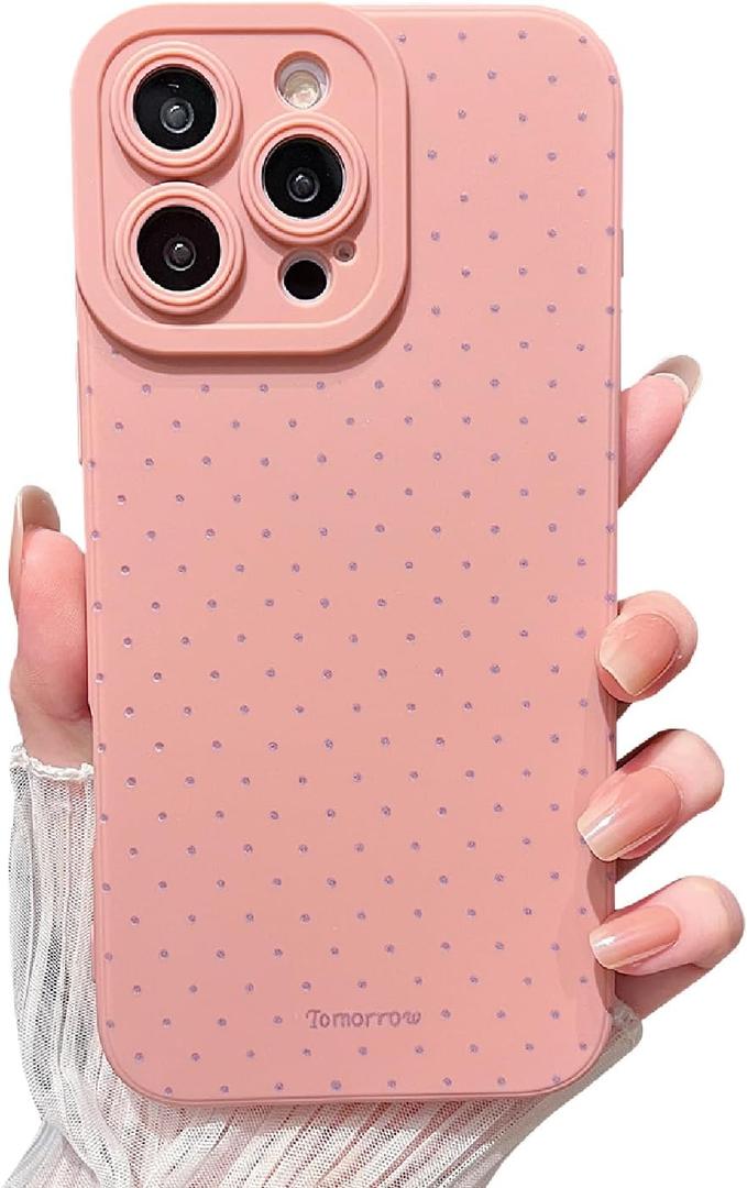 MINSCOSE Compatible with iPhone 14 Pro Max Case,Cute Fashion Polka Dot Design Phone Case for Girls Women, Soft TPU Slim Cover Camera Raised Protection for iPhone 14 Pro Max Case Pink