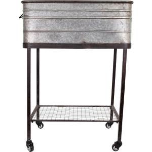 Creative Co-Op Metal Bucket/Planter on Stand with Casters