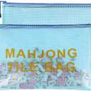 3 x 2Pack Mahjong Tile Bag, Case for American Mah jong Set, Mahjong Gifts Accessories, Card Holder Bouch, Blue (Case Only)