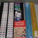 American Mahjong Tile Set,166 White Tiles Mahjong Set,4 Colors Mahjong Racks,Travel Mahjong Set with Blue Carrying Bag, 5" X 2" X 1.2"