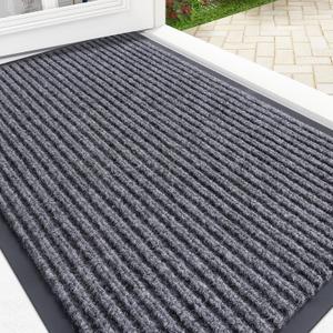 OLANLY Front Door Mat Indoor Outdoor Entrance, Waterproof Heavy Duty Doormat, Fade Resistant, Low Profile, Easy Clean Patio Porch Welcome Floor Mats for Entry, 29.5x17, Grey