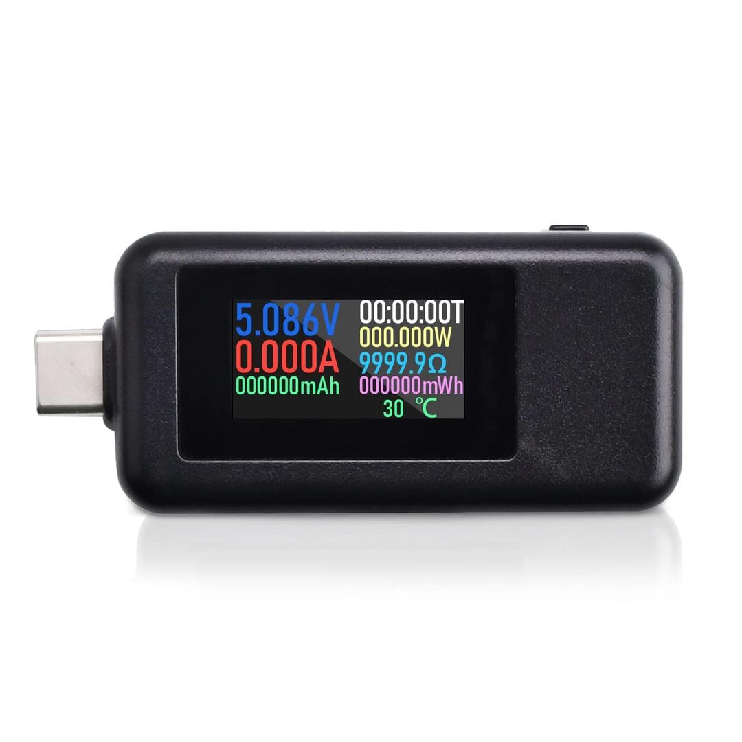 diymore Type C USB Tester Color Screen LCD Digital Multimeter, USB C Voltage Current Voltmeter Amp Volt Ammeter Detector USB Cable Charger Indicator DC 4-30V/0-5A