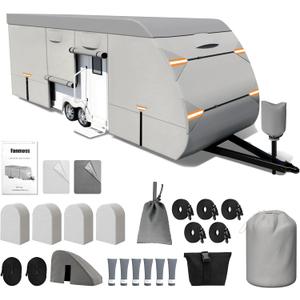 RV Cover, Camper Cover 24-27ft Vehicles, Motorhome and Travel Trailer Protection with Roof Cover, Heavy-Duty 8-Layer Waterproof Rip Resistant Anti-UV