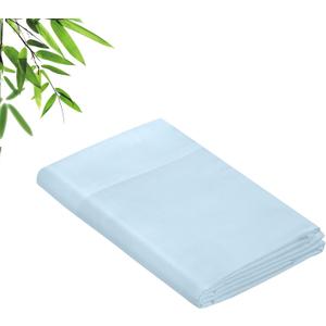 Royale Linens Bamboo Viscose Twin Flat Sheets Only - Cooling Sheets - Organic Viscose Derived from Bamboo - Flat Sheet Only - Top Sheet - Breathable & Silky Bedding (Twin, Lake Blue)