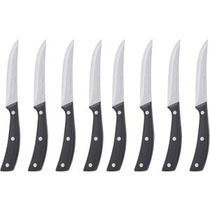 Emeril Lagasse Steak Knife Set of 8, 4.5 Stainless Steel Serrated Blades, Premium Kitchen Steak Knife Set with Black Handles