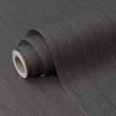 FUKU MON Dark Gray Vinyl/PVC Grasscloth Textured Wallpaper 24" X 394" Fabric Contact Wall Paper Linen Peel and Stick Self Adhesive for Walls Cabinets Bedroom Counter Top Liners Fireplace