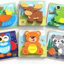 BenBen Wooden Puzzles for Toddlers 1-3, 6 Pack Animal Puzzles for Toddlers 2-4, Montessori Toys for 1 2 3 Year Old Boys Girls, Learning Educational Preschool Toys