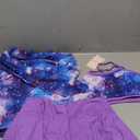 Girls Swimsuit Long Sleeve Swim Shirt 3 Piece Rash Guard for Girls Bathing Suit with Boyshorts (12 Years, Purple Starry Sky)