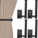 OCIOLI 4 Pack No Drill Curtain Holdbacks - Self-Adhesive/Screw-in Metal Curtain Tie Backs with Rustproof SUS304 Steel, Wall Mount Drapery Hooks, Damage-Free Installation for All Curtains (4, Black)
