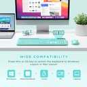 Wireless Keyboard and Mouse for MacBook, Vivefox Teal Wireless Keyboard with Phone Holder, USB A & Type C Receivr, Full-Size Combo for Mac, MacBook/Air/Pro Windows PC Computer, Mint Green